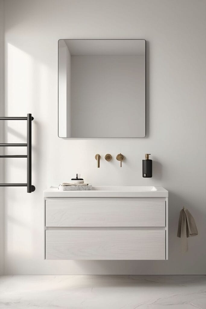 Matte black and brushed brass bathroom decor ideas 2026