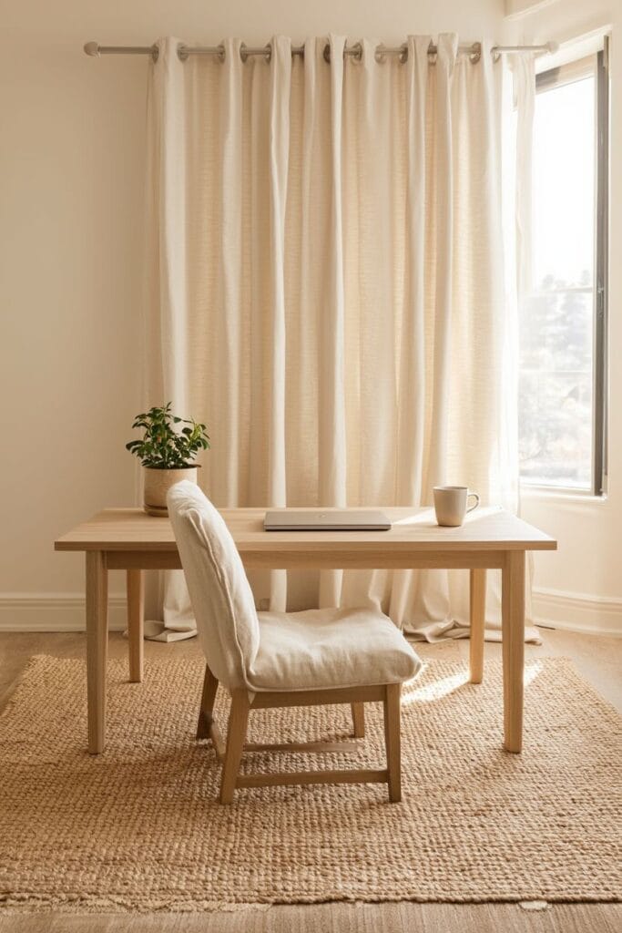 Soft Textures for Warmth Minimal Home Office Ideas