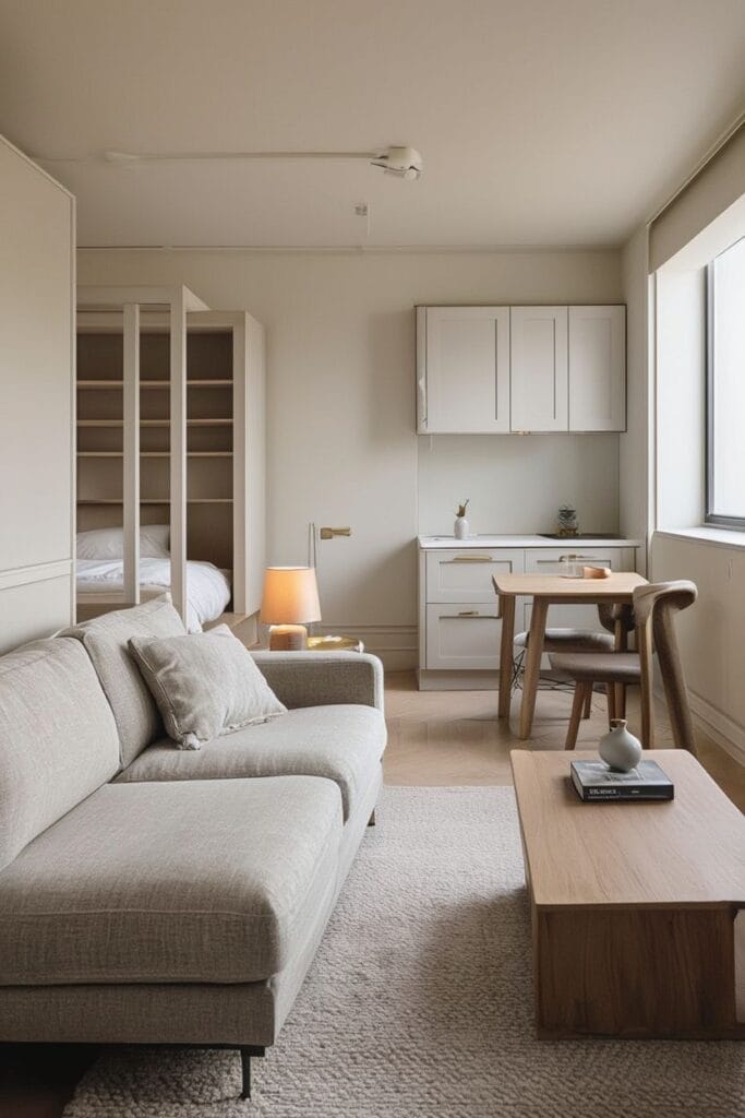 Studio Apartment Ideas 2026 with balanced furniture scale 