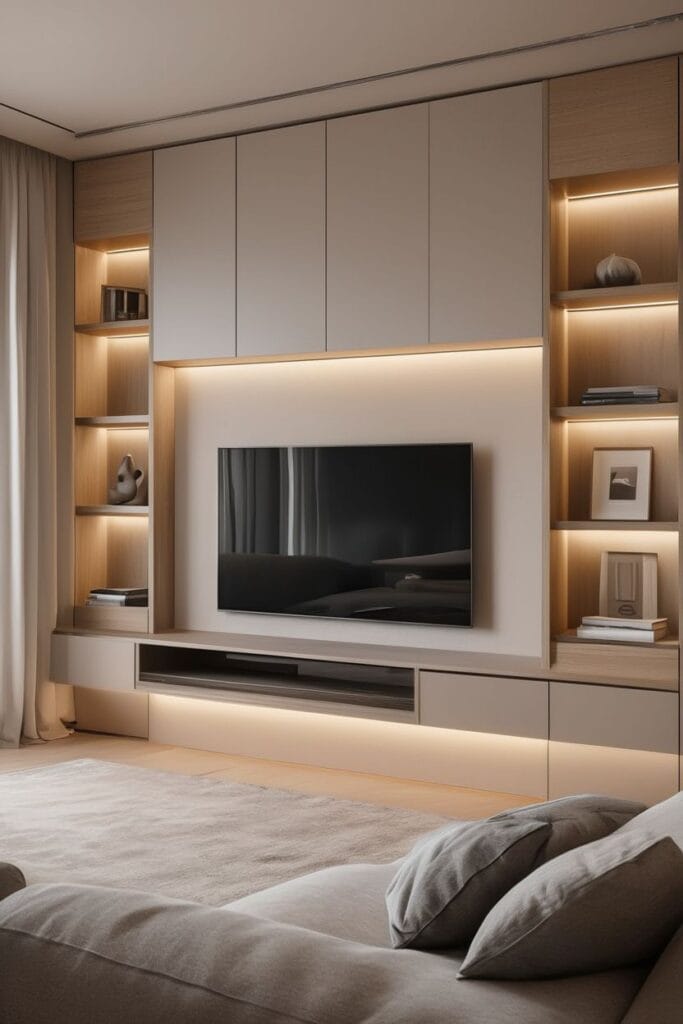 Under cabinet lighting warm ambient glow