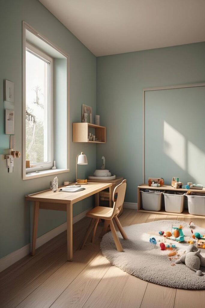 study and play combo kids room ideas for small spaces
