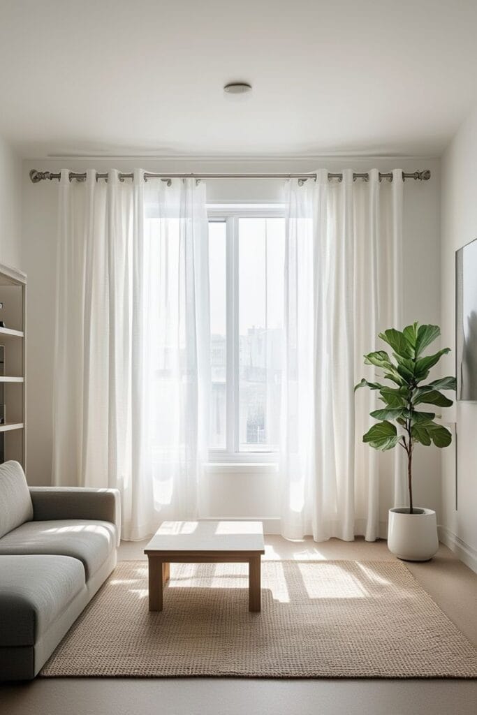 Minimalist stainless steel curtain rods for modern living rooms