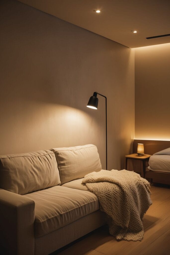 Studio Apartment Ideas 2026 with warm Layered lighting 