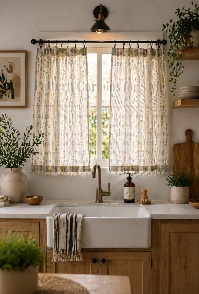Subtle pattern kitchen curtains 2026 modern minimal style
