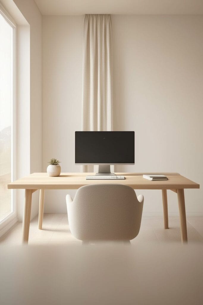 Modern Minimal Desk Setup with Clean Lines for a Calm and Productive Home Office 