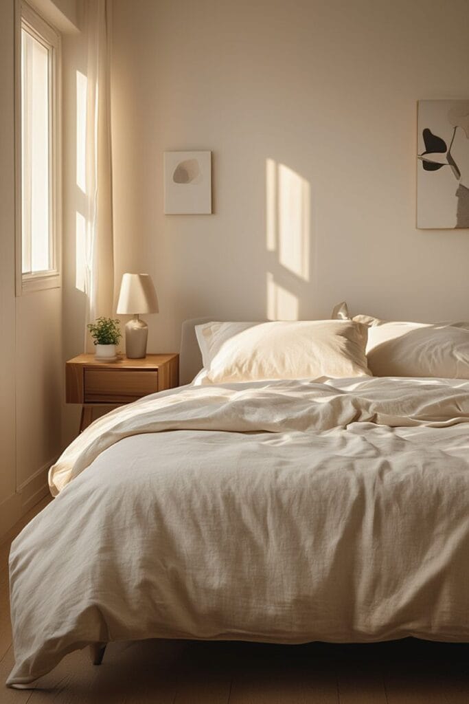 Neatly made bed as part of daily routine to maintain a clean home
