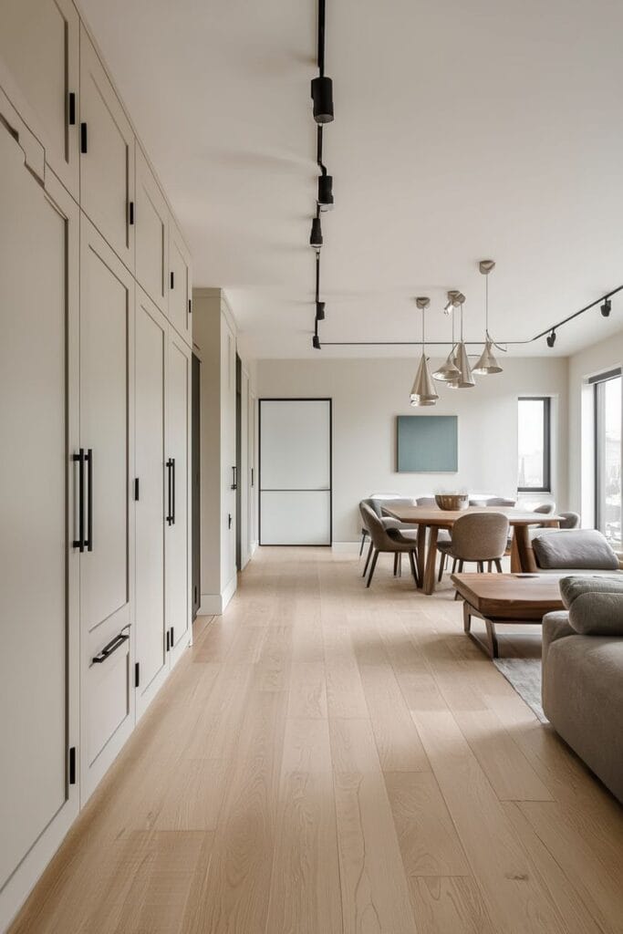 Open concept layout showing how to design a contemporary home with smooth transitions and cohesive finishes between rooms