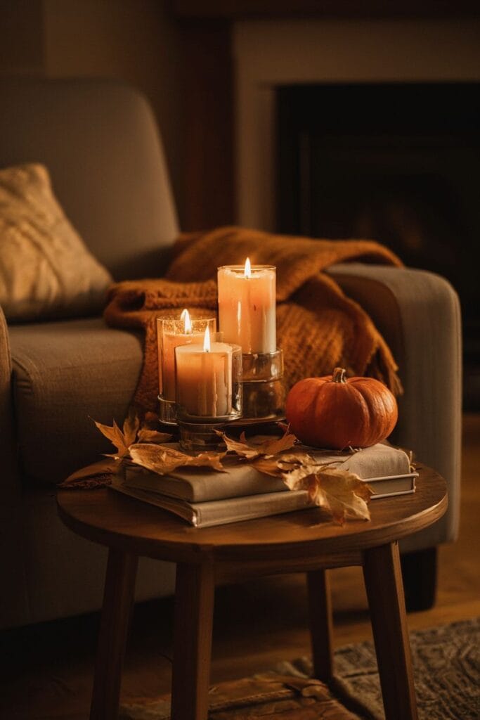 Warm candle lighting cozy fall decor ideas