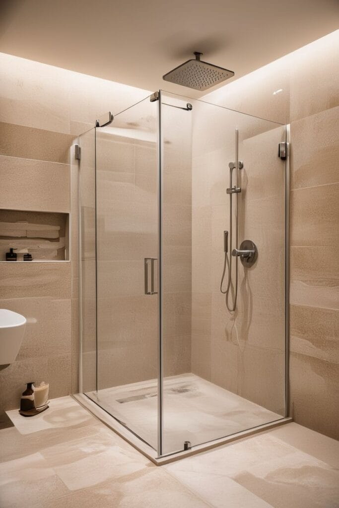 Spa inspired open shower bathroom decor ideas 2026