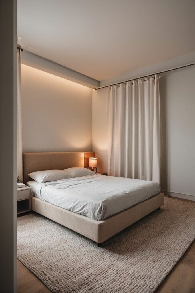 Studio Apartment Ideas 2026 with defined bedroom area