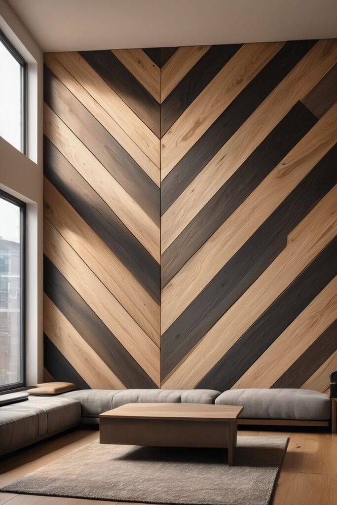 chevron pattern wood accent wall design