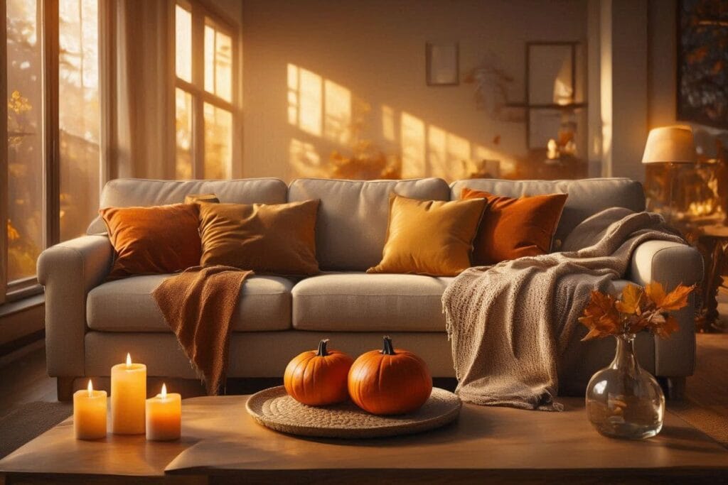 Fall decor ideas warm cozy living room inspiration