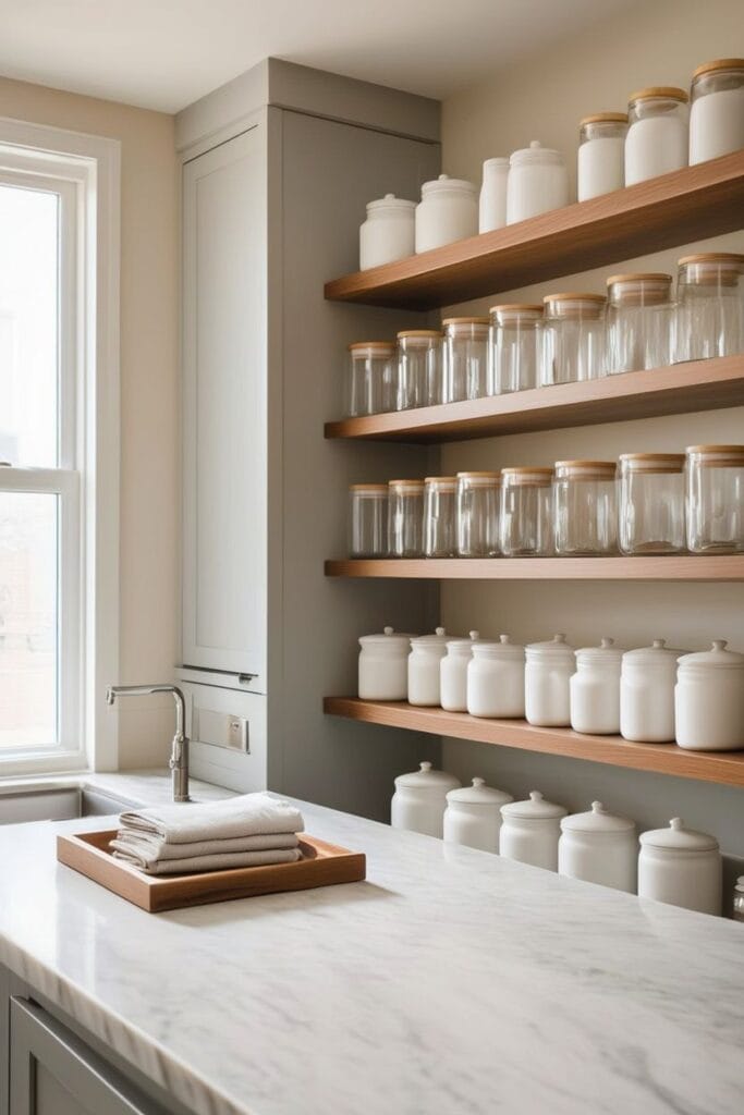 Kitchen decor ideas with coordinated storage containers for a luxury look