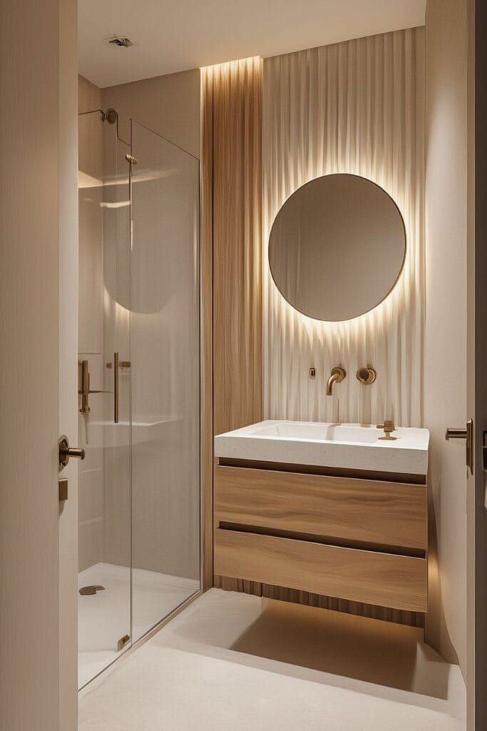 Small bathroom textured wall idea