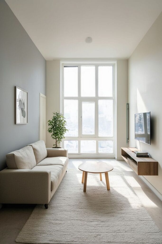 Light color ideas for small living room with soft neutral walls