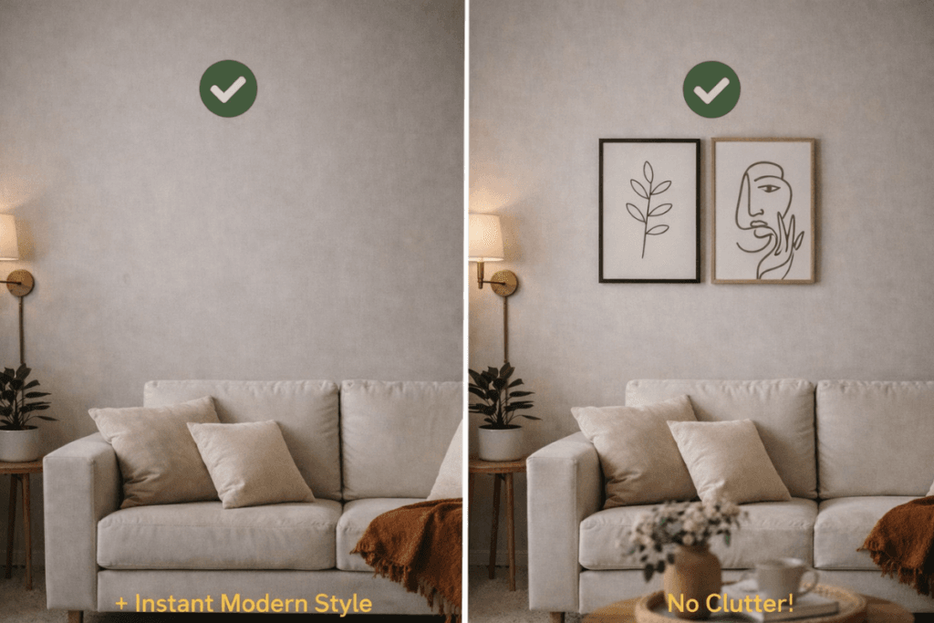 minimalist line art wall decor modern living room 