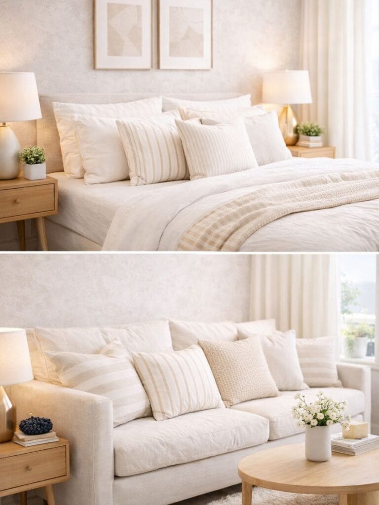 subtle stripe pattern neutral room decor 