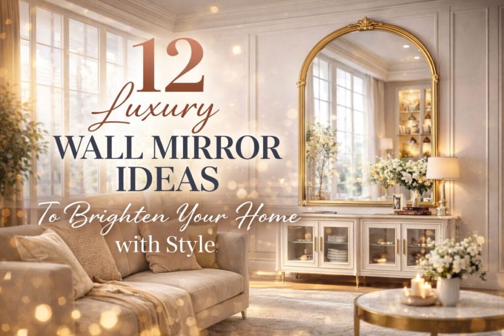 Elegant living room featuring a large luxury wall mirror ideas that brightens and visually expands the space