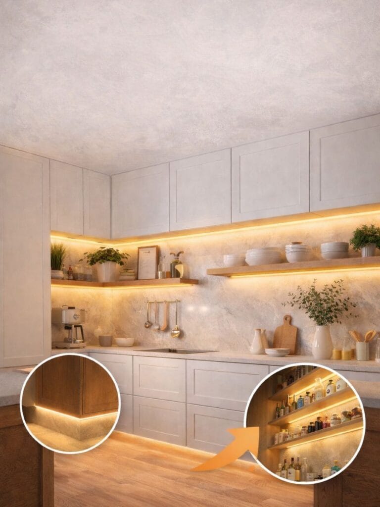 Modern kitchen with under cabinet led strip lighting ideas