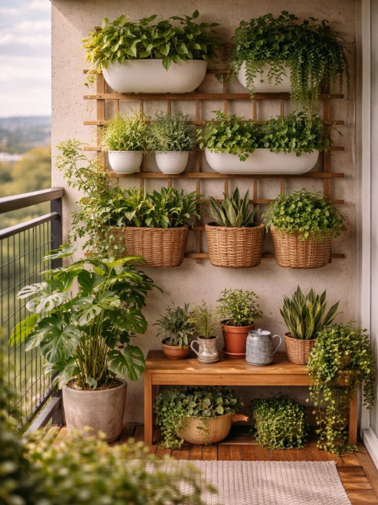  vertical garden balcony decor ideas 2026 small balcony wall planters greenery setup