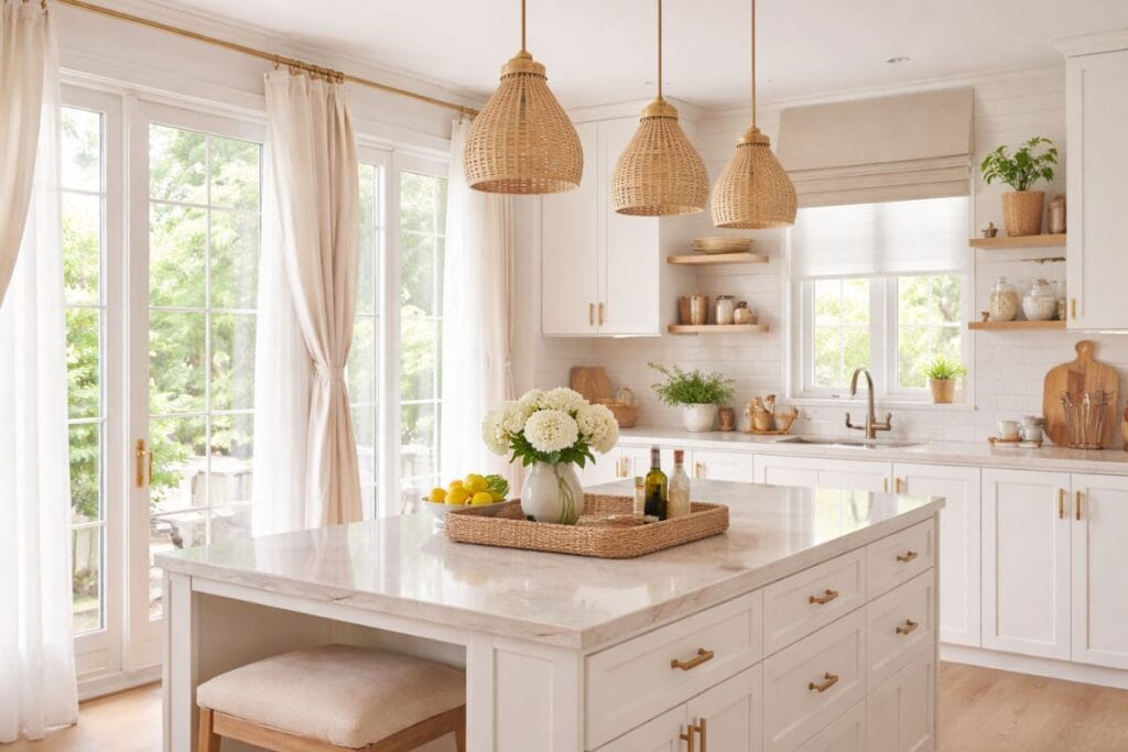 modern kitchen curtains 2026 with linen curtains