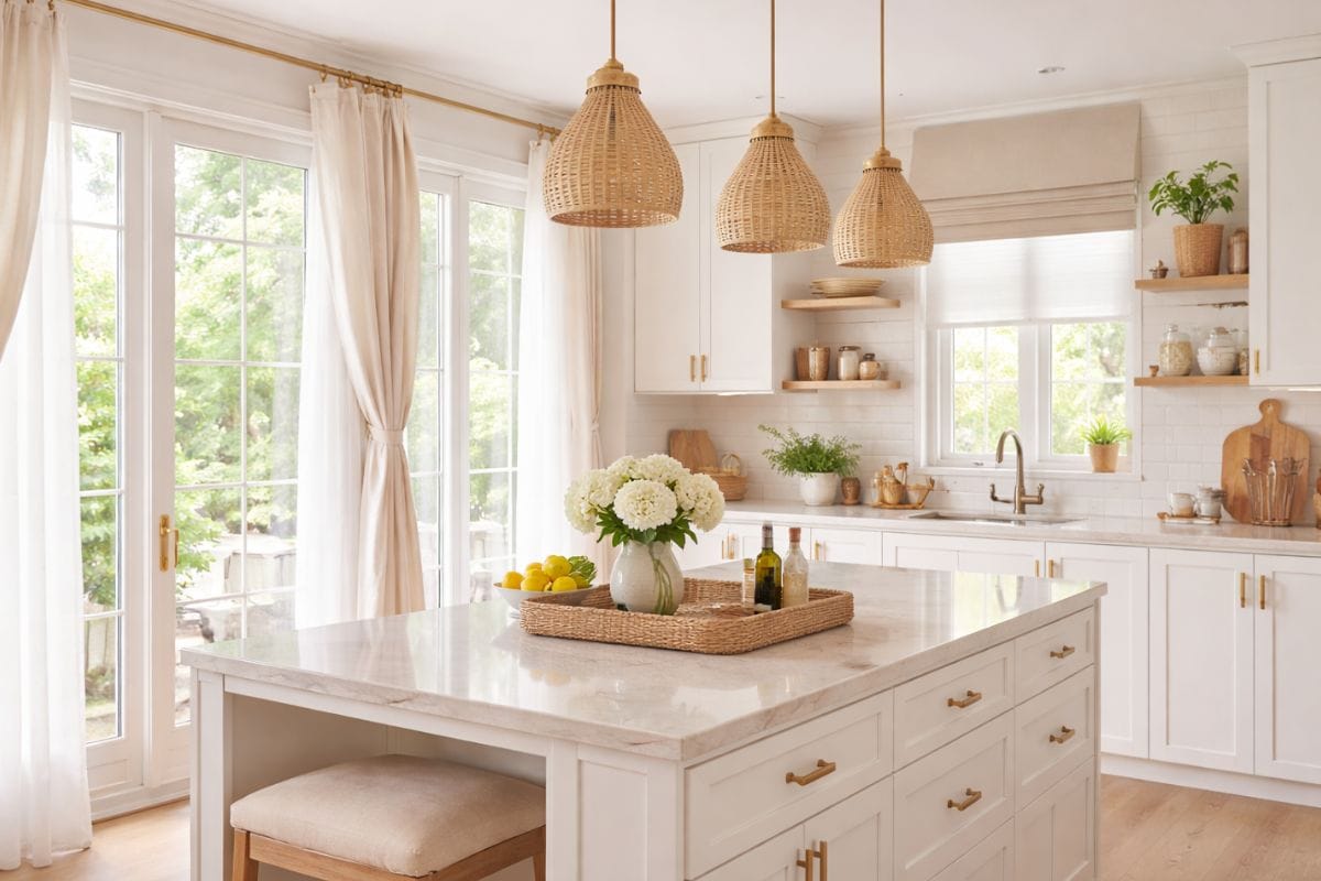 modern kitchen curtains 2026 with linen curtains