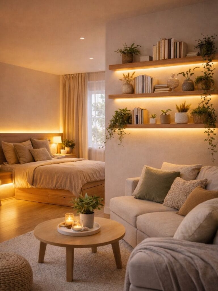 Small room hacks using hidden LED lighting for depth