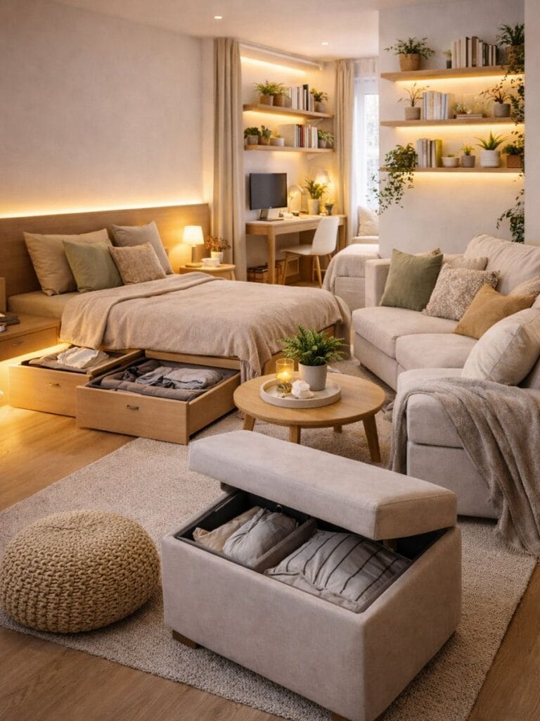 Multi purpose furniture small room hacks to save space