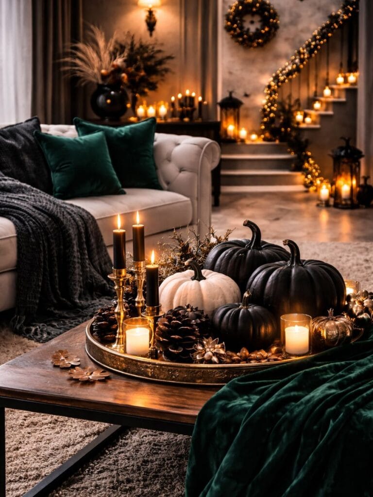 Velvet Accents for Instant Luxury Halloween Home Decor idea
