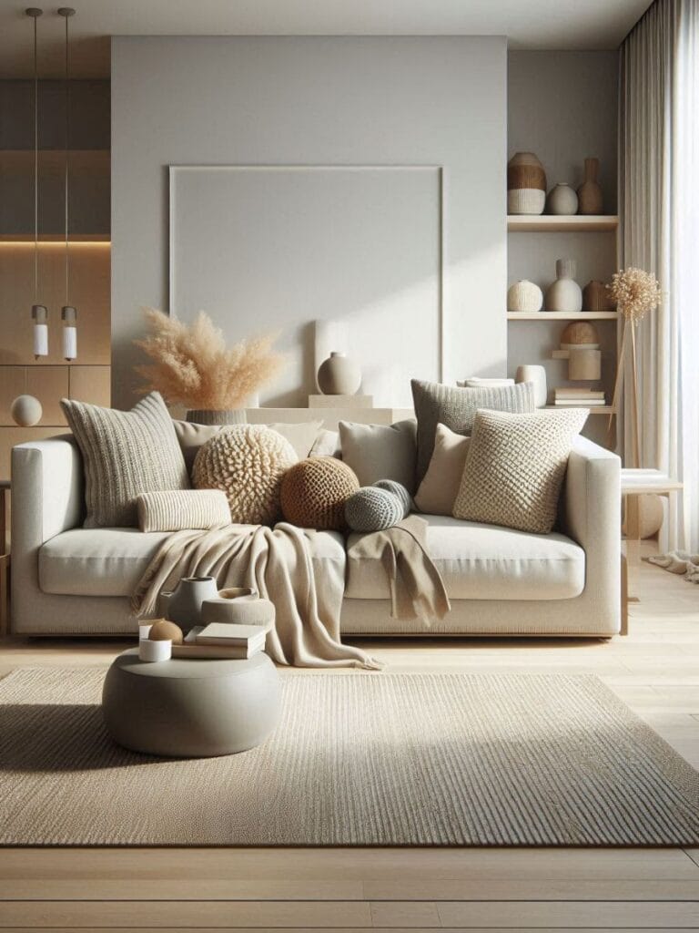 modern living room design ideas with soft texures and minimal decor