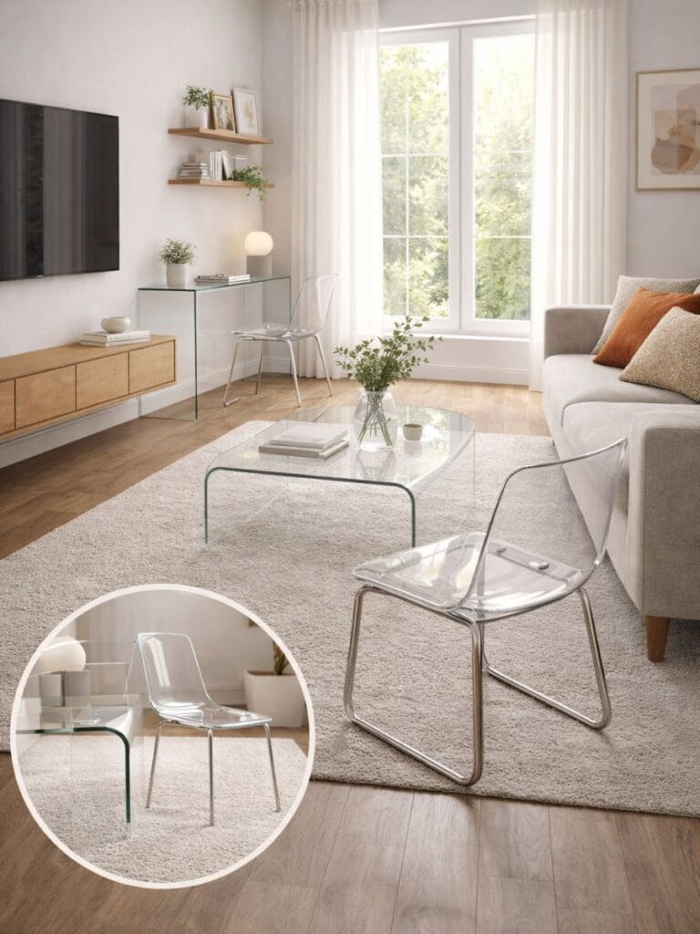 Glass furniture showing best furniture styles for small living rooms 