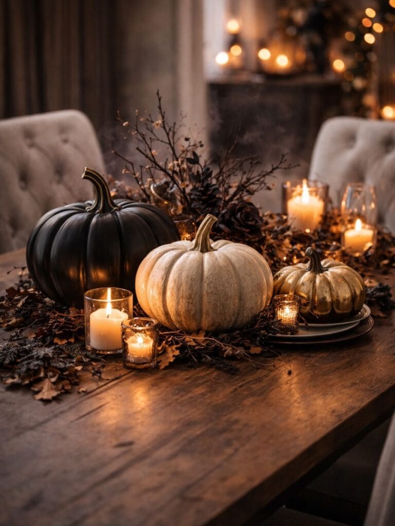 Modern sculptural pupmkins for stylish halloween home decor centerpiece 