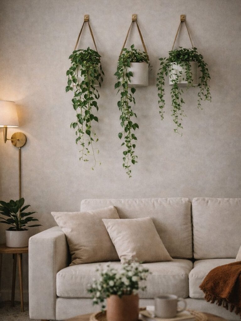 plants as living wall art hanging planters indoor greenery decor