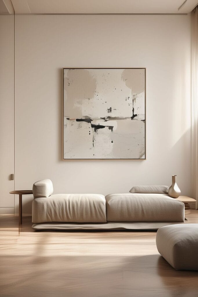 Large abstract artwork example showing how to design a contemporary home using art as a defining focal element