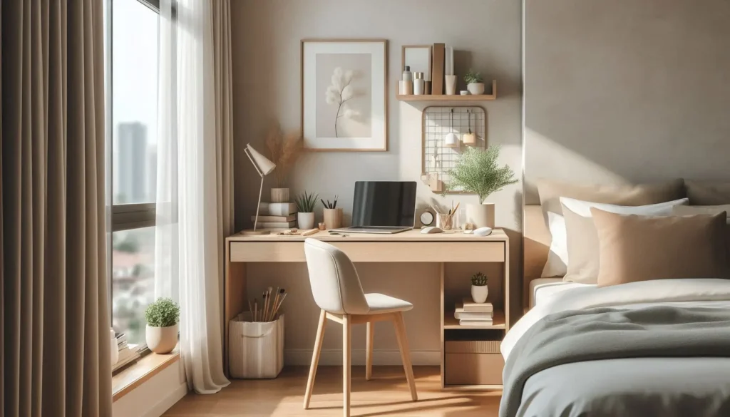 bedroom home office nook small apartment