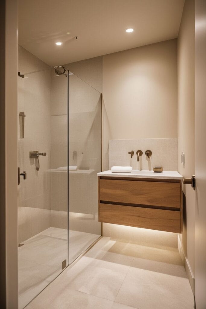Small bathroom ideas with clear glass shower