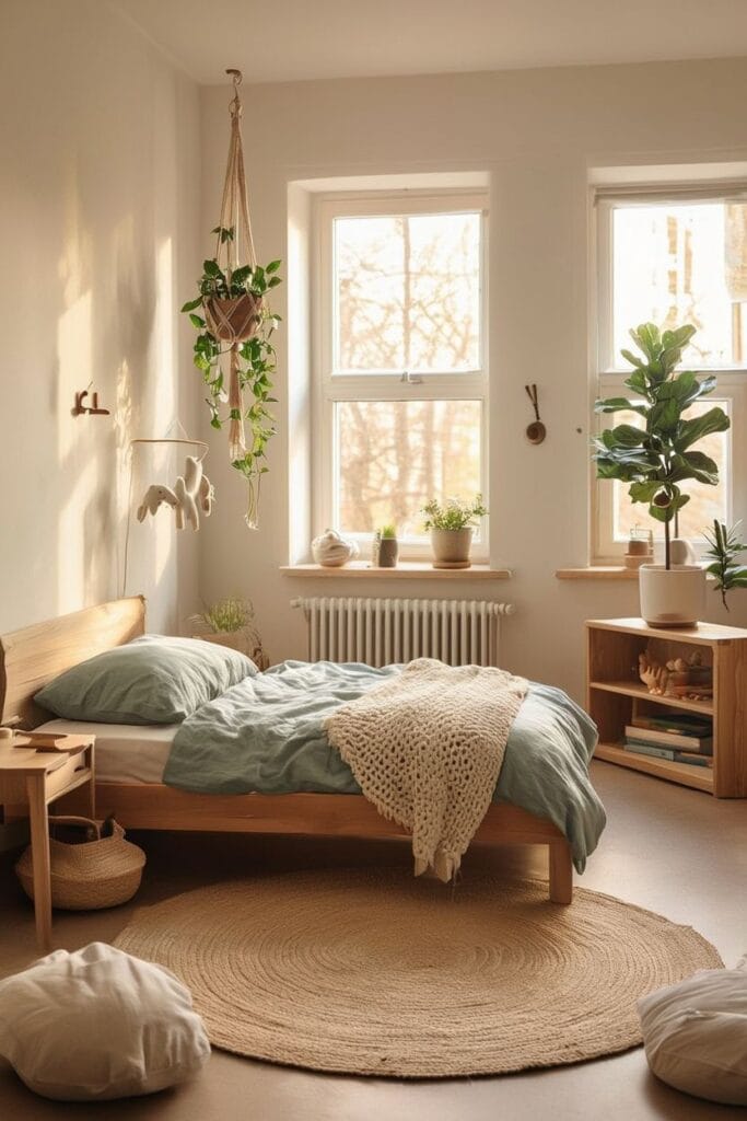 nature inspired kids room design with calming colors