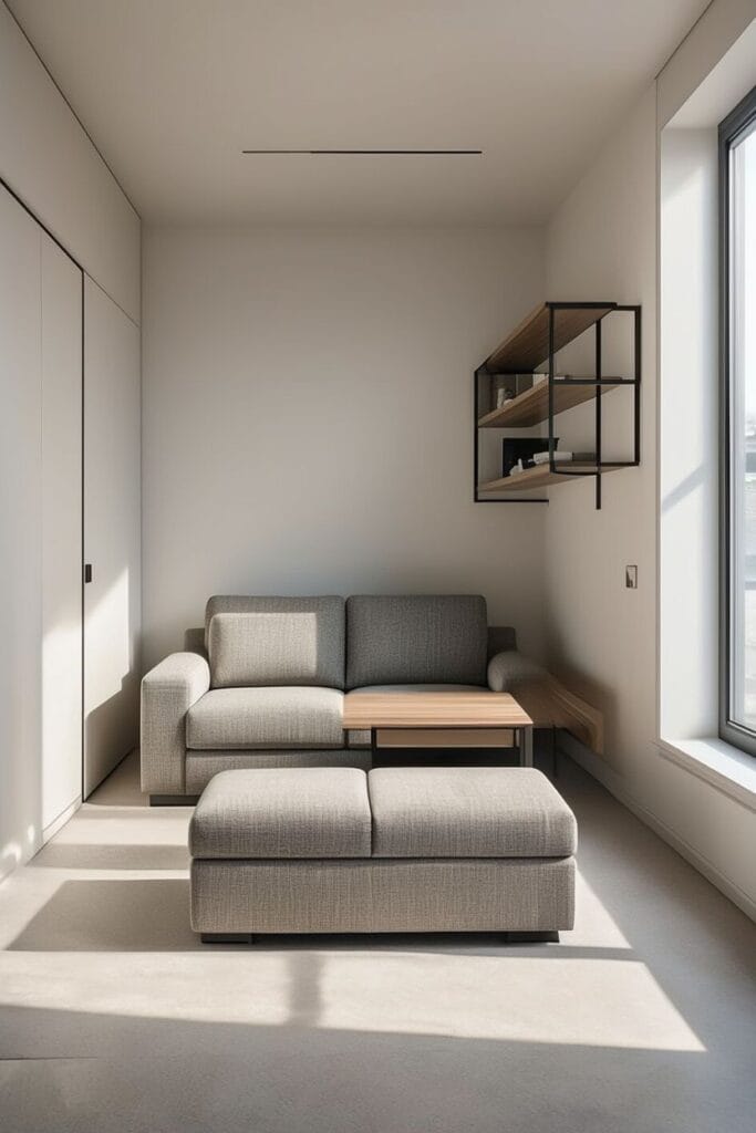 Space-saving furniture ideas for compact living room in small apartment