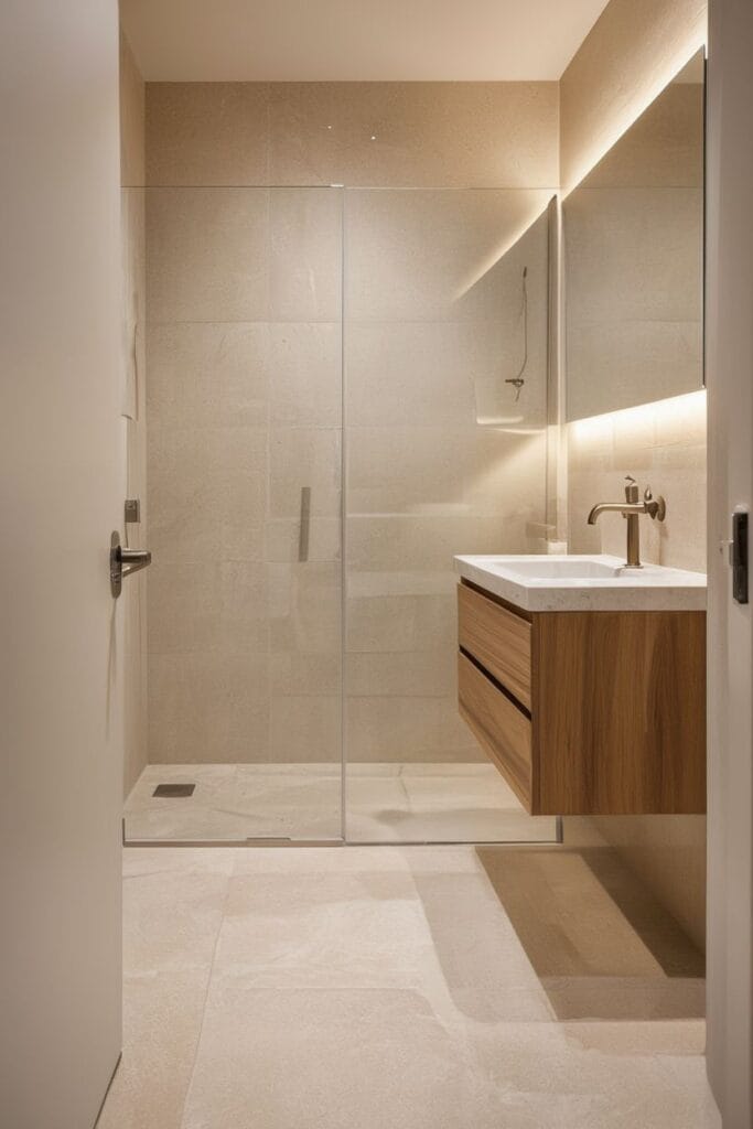 Small bathroom ideas seamless shower title