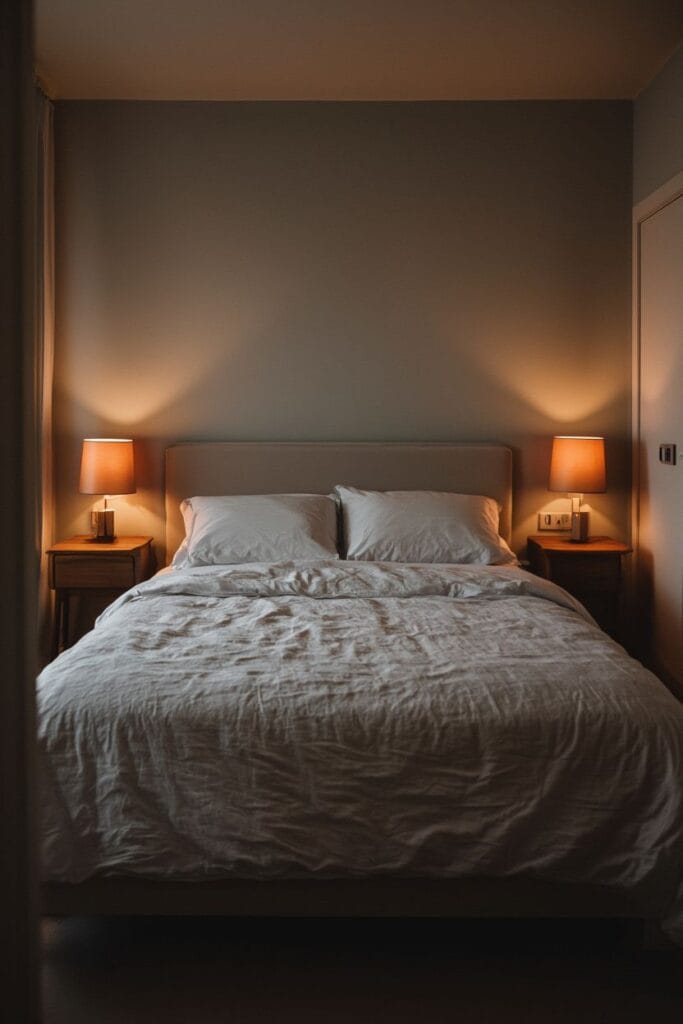 Bedroom with dimmer switches creating soft lighting room ideas for a warm and cozy mood