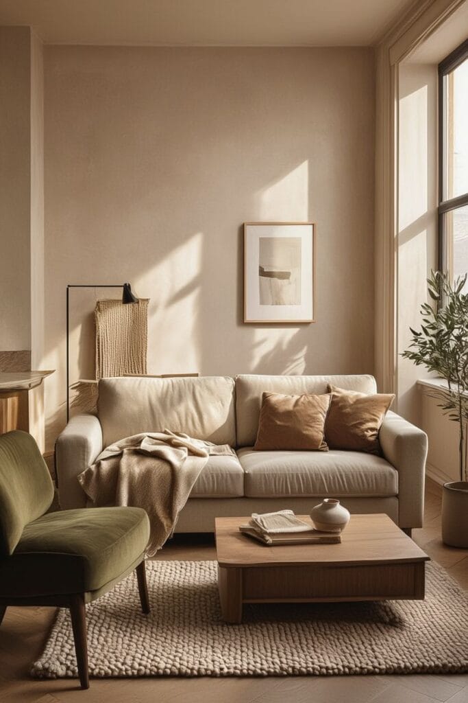 Studio Apartment Ideas 2026 with warm neutral color palette.