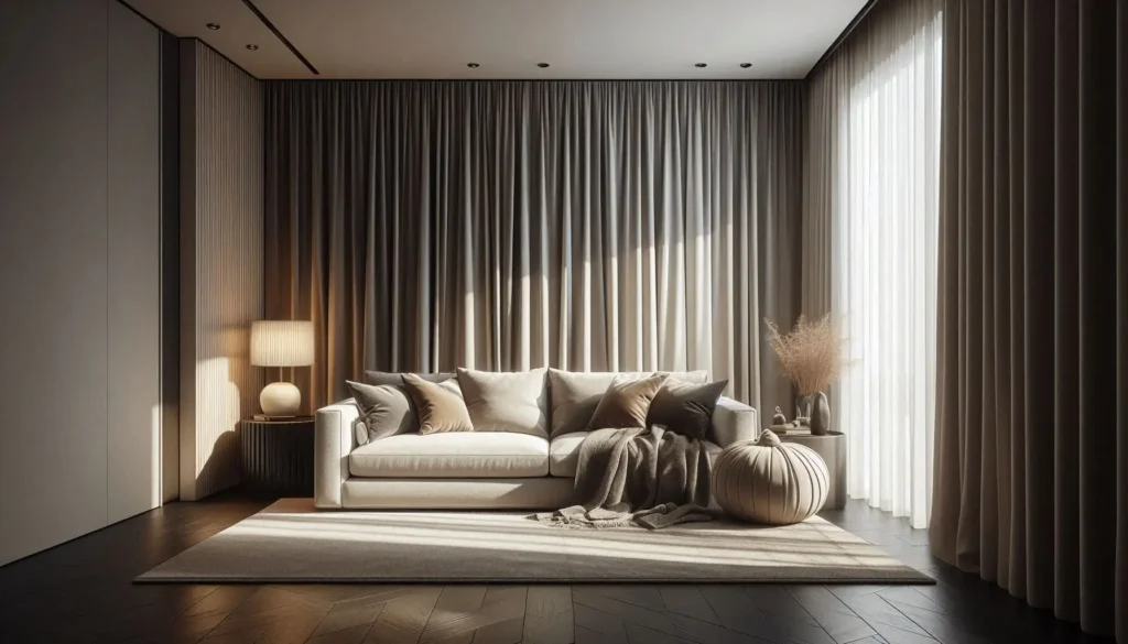 blackout curtains for living room blocking a harsh sunlight in a modern home