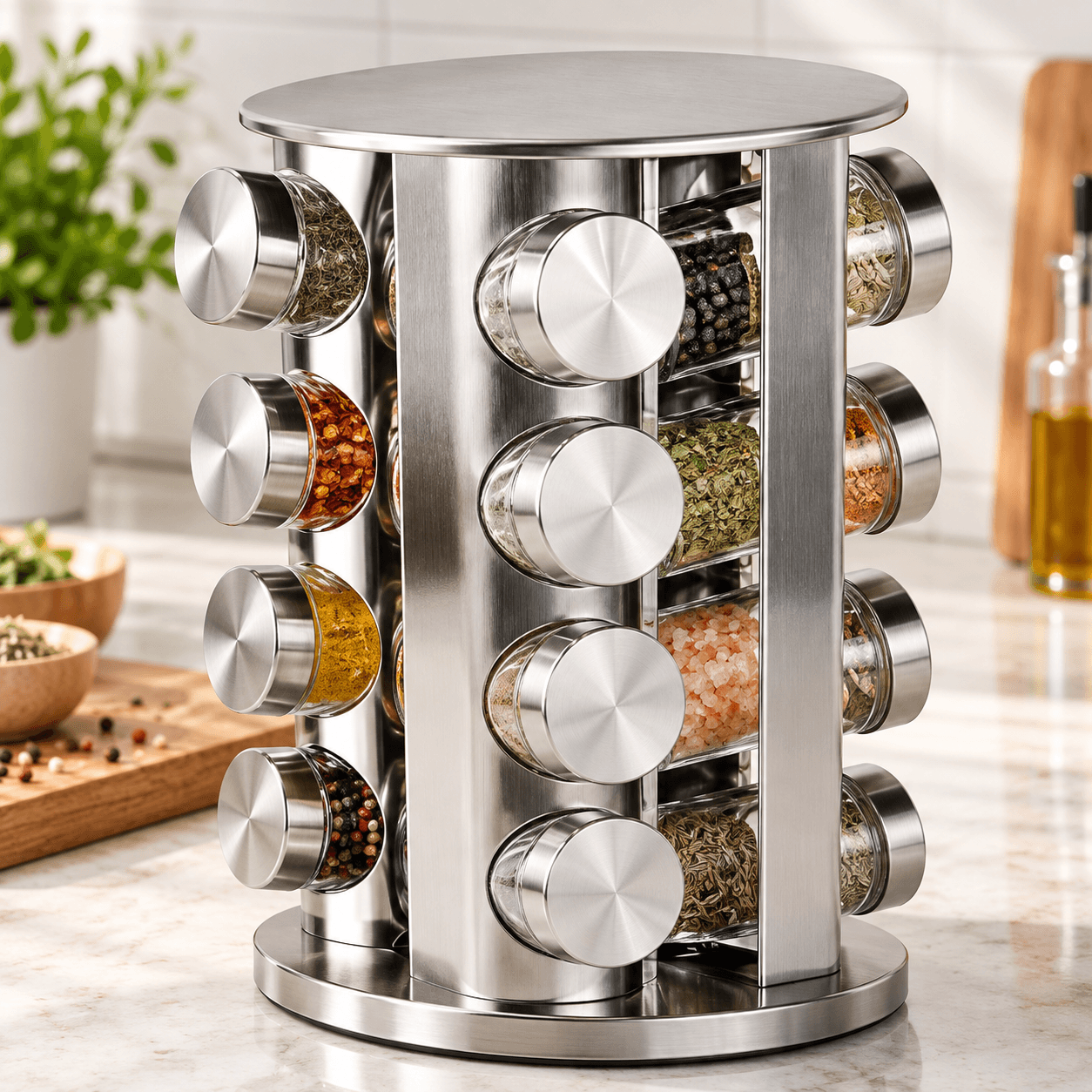 FEELING MALL Revolving Spice Tower 16 Jars