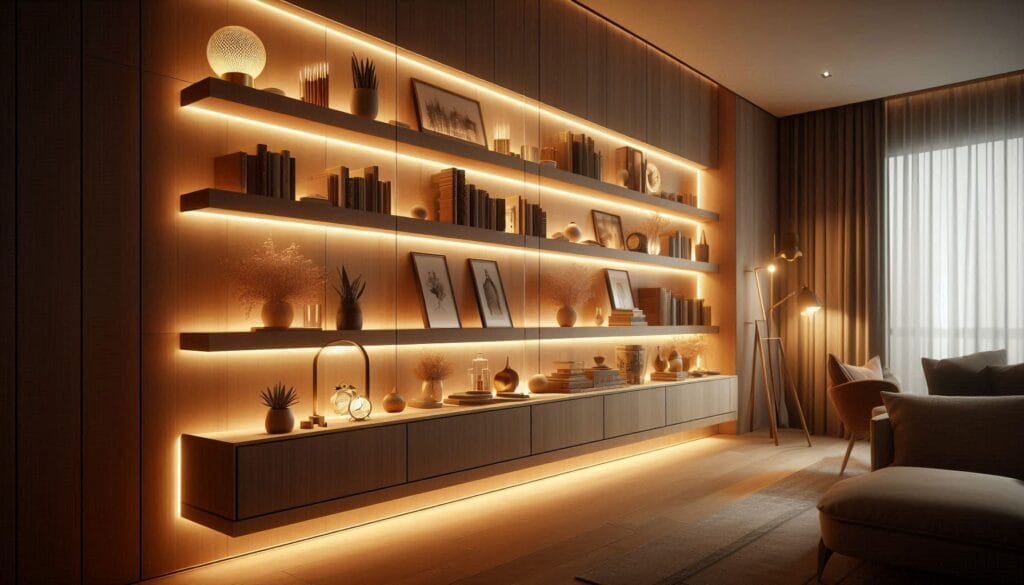 warm LED strip wall lights living room