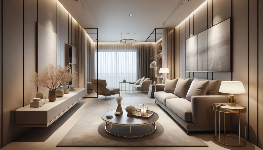 small apartment luxury living room with low furniture