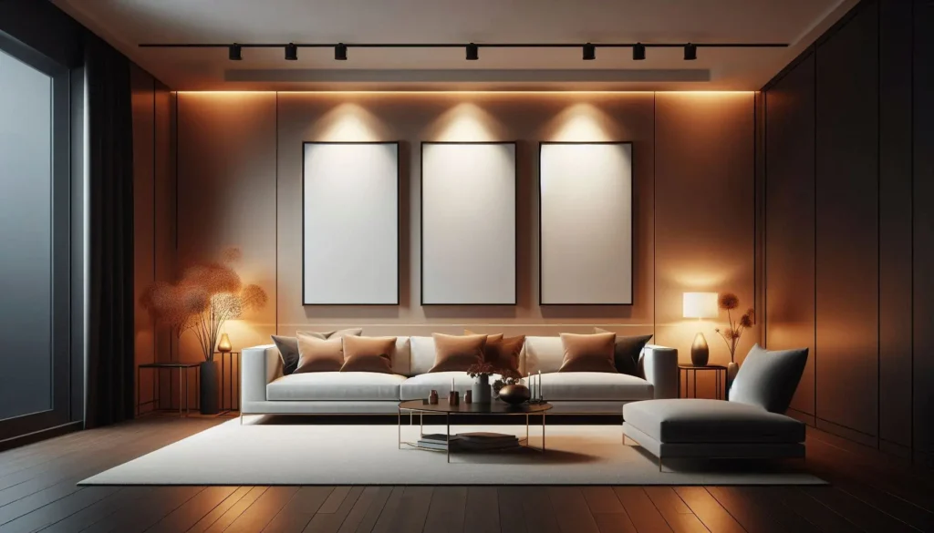 picture lights above artwork living room wall lighting