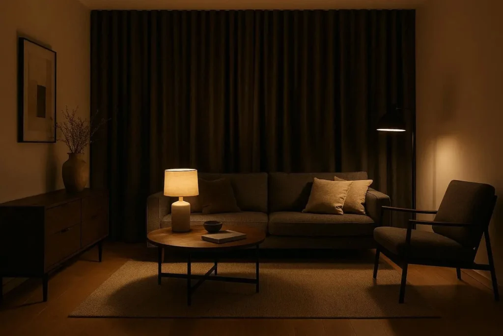 blackout curtains for privacy in modern living room