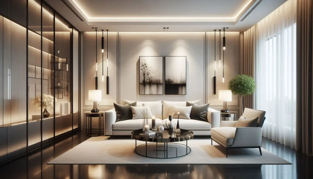 black wall lights living room contrast lighting