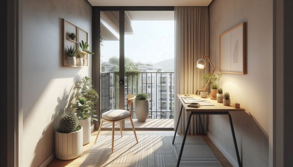 balcony home office idea small apartment