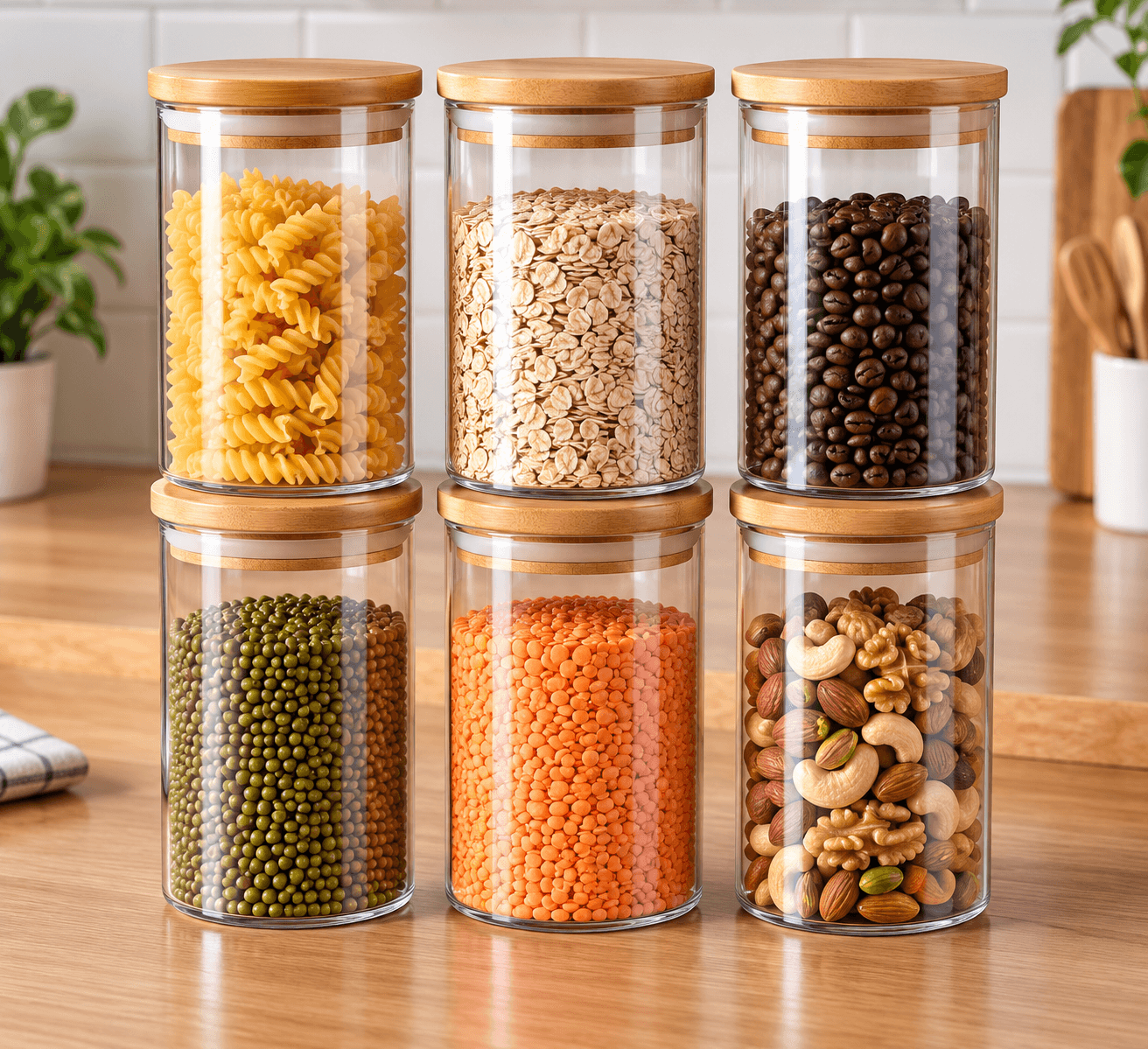 Jinelza Borosilicate Glass Storage Jars 6pc